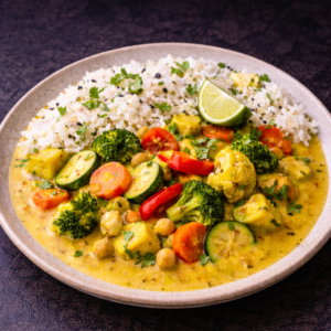 Currygemüse mit traditionellem Reis