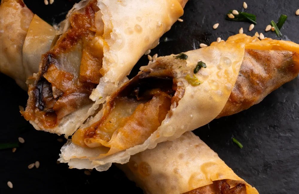 Blätterteigröllchen mit Aubergine, 5er